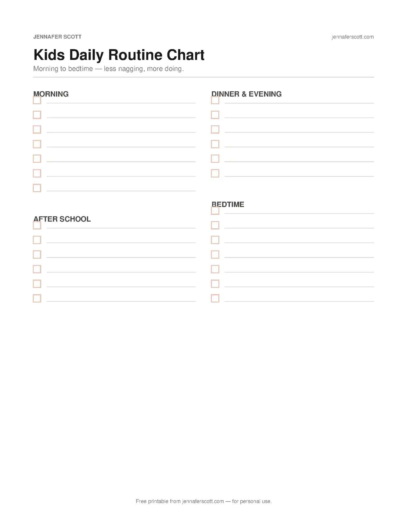 Free Printable Kids Daily Routine Chart — printable preview